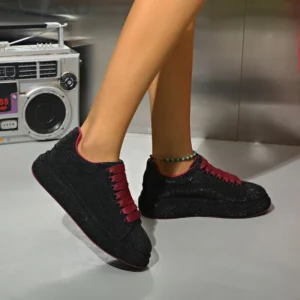 Women Luxury Shoes Full Diamond Lace up Women Sneakers Shiny Water Diamond Flat Bottom Designer Platform Shoes plataforma mujer - Image 4