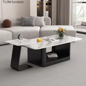 Simplicity Nordic Living Room Coffee Table Black Slate Marble Effect Trendy Coffee Tables Glam Unique Tisch Home Furniture - Image 1