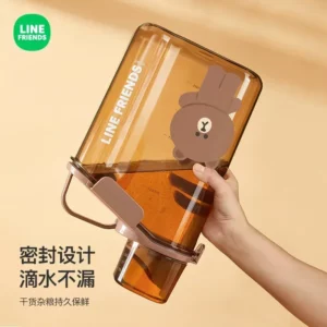 Line Friends Brown Household Moisture Proof Rice Bucket Storage Tank New Cartoon Grain Storage Sealed Miscellaneous Grain Bucket - Image 3
