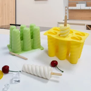 6-even Spiral Ice Cream Silicone Mold Home-made Children Popsicle Maker Food-grade Summer Ice Cream Dessert Jelly Ice Mold - Image 2