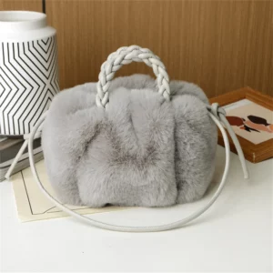 Women's Crossbody Pumpkin Plush Bag Cute Tote Bags Autumn Winter Fashion Solid Color Handbag Travel Shoulder Bags - Image 5