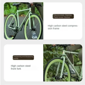 FJ High Carbon Steel Frame Painted Body Dead Fly Road Bike Adult Adolescent Single Speed Ultra Light 700C Flat Handle City Bike - Image 3