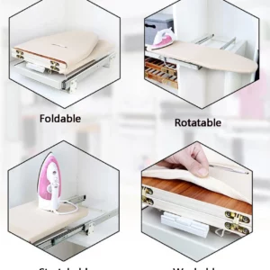 Wardrobe Push-pull Folding Ironing Board Rotatable/Stretchable /Washable In-cabinet Mute Damping Hidden Hardware Accessories - Image 2