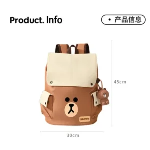 Brown Bear Kawaii Backpack Student Cartoon Cartoon Cute Large Capacity Bag Girl Wind Travel Leisure Canvas Fashion Backpack New - Image 6