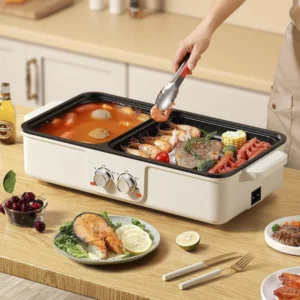 220V Home Style Integrated Pot Barbecue Non Stick Multifunctional Electric Plate Hot Pot Dual-purpose Electric Cooking Pot - Image 3