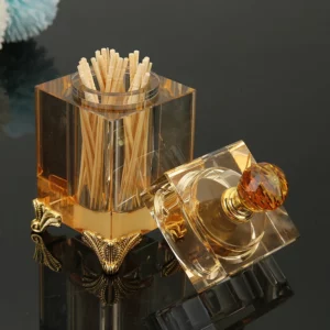 Nordic Tall Crystal Glass Toothpick Box with Lid Luxury Amber Transparent Cotton Swab Toothpick Box Dining Table Storage Jar - Image 3