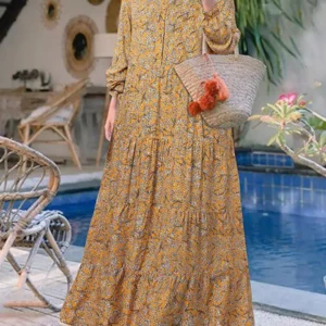 2023 ZANZEA Fashion Floral Print Muslim Dress Women Casual Loose Ruffle Abaya Sundress Kaftan Robe Femme Vintage Maxi Vestidos - Image 4