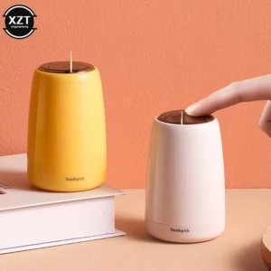 Creative Automatic Toothpick Holder Container Household Table Toothpick Box Plastic Push-Type Round Storage Toothpick Dispenser - Image 2