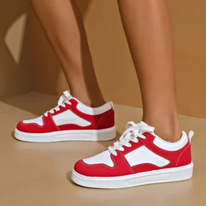 2024 White Red Sports Skate Shoes Ladies Large Size 42 Low Top Casual sneakers Ladies flat comfortable leather skates - Image 2