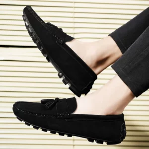 Suede Leather Mens Loafers Clasicc Comfy Man Dress Flats Fashion Moccasin Slip-on Male Boat Shoes Tassel Casual Shoes Peas Shoes - Image 4