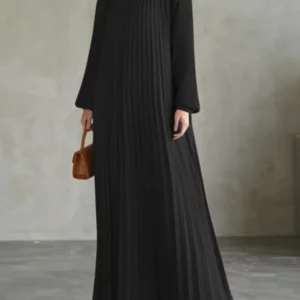 Fashion Women Long Lantern Sleeve Muslim Dress Abaya ZANZEA Autumn Spring Pleated Sundress Islamic Maxi Robe Dubai Hijab Dresses - Image 3