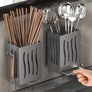 Multifunctional Kitchen Utensil Storage Rack Chopstick Draining Holder Wall-Mounted Freestanding Cutlery Tableware Organizer Box - Image 2