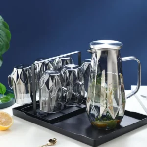 1.4L Diamond Texture Glass Teapot Set Amber color Hot Cold Water Water Jug Coffee Pot Home Water Carafe Heat-resistant Teapot - Image 5