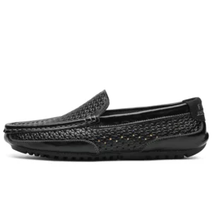 2023 Black Men Shoes Casual Genuine Leather Mens Loafers Moccasins Luxury Brand Italian Breathable Slip on Boat Shoes - Image 2