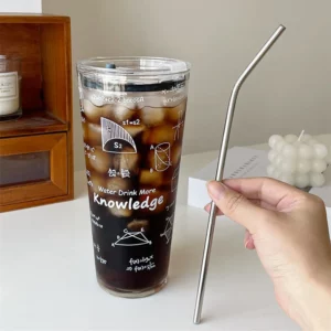 Large Capacity Water Cup Classic Design With Lid Easy To Use Straw 1000ml Drinking Utensils Creative Water Cup Water Cup Glass - Image 2