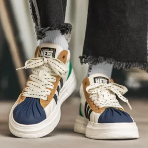New Mid Top Men's Shoes Spring and Autumn Comfort High Top Board Shoes Thick Sole Men's Sports Shoes - Image 3