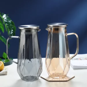 1.4L Diamond Texture Glass Teapot Set Amber color Hot Cold Water Water Jug Coffee Pot Home Water Carafe Heat-resistant Teapot - Image 2
