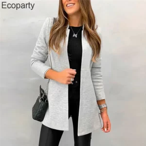 Winter Women's Windbreaker Coat Temperament Commuting Medium Long Woolen Coats Small Stand Collar Coat Cardigan for Female - Image 2