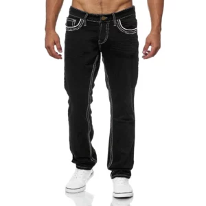 Men Jeans Black Straight Pants Spring Autmun Pockets Denim Casual Tousers Light Blue High quality Streetwear Jeans Men - Image 6