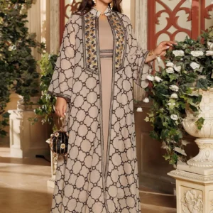 Eid Abaya Dress Set 2 Piece for Women Muslim Embroidery Cardigan Long Robe Ramadan Morocco Dubai Abayas Kaftan Vestidos 2025 - Image 3