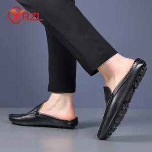 YRZL Loafers Men Handmade Summer Slip on Half Shoes for Men Non Slip Slippers Casual Comfortable Breathable Man Sandals - Image 6
