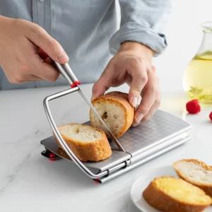 Cheese Board with Wire Cutter 5.5 Inch Stainless Steel Ham Sausage Slicer Cutter Cheese Wire Cutter with Serving Board - Image 3