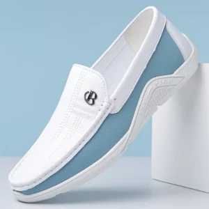 Mens Leather Shoes 2024 Casual Slip on Formal Dress Loafers Breathable Soft Flats for Male Non Slip Driving Office Work Shoes - Image 1