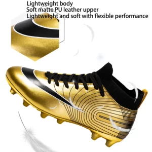 Soccer Shoes For Men Gold Light High Ankle Lawn Football Boots Kids Boys Original Anti-Slip Indoor Training Football Sneakers - Image 2