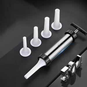 Manual Sausage Maker Meat Filler Stuffer Stainless Steel Syringe With Casing Kitchen Home Made Sausages Vertical - Image 3