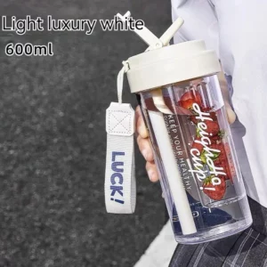 600Ml Sports Water Bottle with tea separator Food Grade Water Cup Female tea cup with Straw Summer Portable Water Cup New 2024 - Image 2