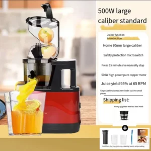 Houselin Masticating Juicer Machines, 7-inch Powerful Slow Cold Press Juicer with Large Feed Chute, for Vegetables and Fruits - Image 2