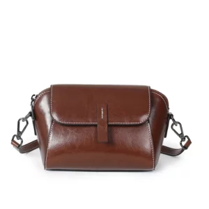 Oil Wax Cowhide Leather Cross Body Small Bag for Women Fashionable and Versatile Shoulder Shell Hand Bag Ladies Casual Phone Bag - Image 1
