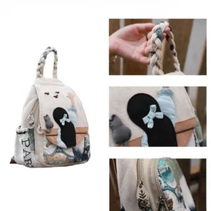 Cute cartoon girl backpack, lightweight and versatile canvas bag for women - Image 4