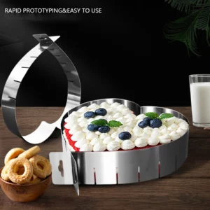 6-12 Inch Lover Heart Cake Mold Mousse Ring Adjustable 3D Collar Surround Film Stainless Steel Baking Tool Valentines Day Gift - Image 3