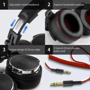 Oneodio Wired Headset Professional Studio Pro DJ Headphones With Mic Dual-Duty Cable HiFi Monitor Music Headset For Phone PC - Image 5