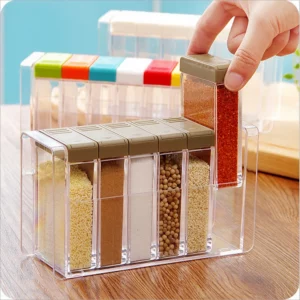 Transparent Spice Jar Set Salt and Pepper Seasoning Bottle Colorful Lid Kitchen Condiment Cruet Storage Container Spice Rack - Image 1