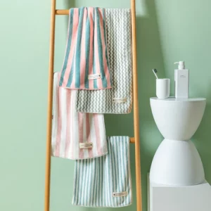 1Pc 34x75cm Colorful Striped Hand Towel Coral Fleece Home Soft Velvet Hair Cloth Bathroom Shower Clean Washcloth - Image 4