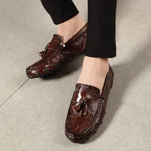 Men Genuine Leather Business Shoes Crocodile Pattern Loafers Fashion Moccasins Male Driving Flats Comfy Slip-On Man Casual Shoes - Image 6