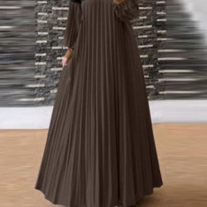 2024 ZANZEA Fashion Women Autumn Long Lantern Sleeve Muslim Dress Abaya Islamic Robe Kaftan Patchwork Sundress Pleated Vestidos - Image 3