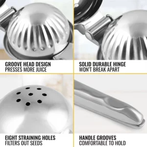 Kitchen Lemon Squeezer Stainless Steel Premium Quality Heavy Duty Solid Metal Squeezer Bowl Large Manual Citrus Press Juicer - Image 4