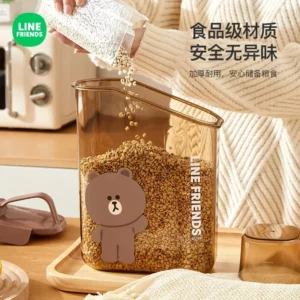 Line Friends Brown Household Moisture Proof Rice Bucket Storage Tank New Cartoon Grain Storage Sealed Miscellaneous Grain Bucket - Image 6