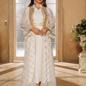 Eid Abaya Dress Set 2 Piece for Women Muslim Embroidery Cardigan Long Robe Ramadan Morocco Dubai Abayas Kaftan Vestidos 2025 - Image 6