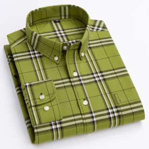 New in shirt100%cotton long sleeve shirts for men slim fit casual shirt fashion vintage streetwear elegant soft plaid clothes - Image 4