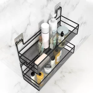 Wall-mount Bathroom Shelf Shower Shampoo Rack Toilet Accessories Kitchen Free Punch Condiment Storage Basket Bathroom Organizer - Image 6