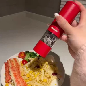 Electric Salt and Pepper Grinder Rechargeable Automatic Pepper Mill Grinder Adjustable Coarseness Shakers One-Hand Operation RED - Image 5