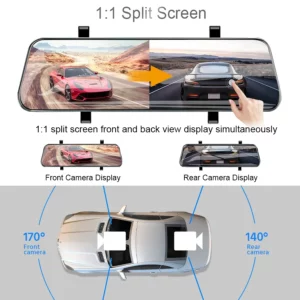 E-ACE 2.5K Mirror Camera For Car Touch Screen Video Recorder Rearview Mirror Dashcam 1440P GPS Wifi 24H Parking DVR Black Box - Image 4