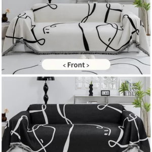 Black Line Chenille Sofa Cover Cloth Sofa Blanket Cover Full Cover Universal Couch Towel Cover Dust Proof Sofa Cushion Cover - Image 6