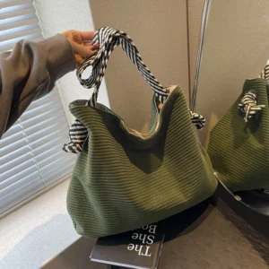 Casual Corduroy Hobo Shoulder Bag, Minimalist Solid Color Handbag, All-Match Retro Bag - Image 1