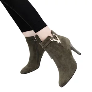 Botas Mujer Invierno Autumn Stiletto Thin High Heels Woman Pointed Toe Pu Leather Zipper Sexy Ankle Women Boot Botines Chelsea8 - Image 2