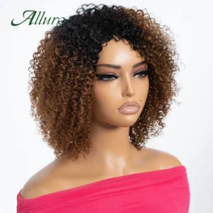 Brazilian Jerry Curly Human Hair Wigs For Women Dark Brown Colored Short Curly Hair Glueless Wig Afro Kinky Hair Wigs Allure - Image 6